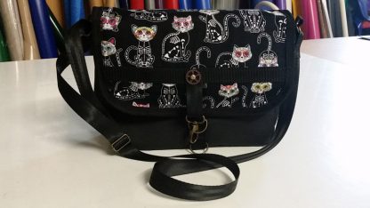 Sugar Skull cats MEssenger BAg