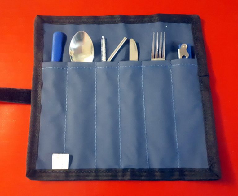 Canvas Cutlery Roll Australian Made Personal Roll and Straw