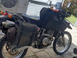 Adventure Tank Bag on a dr650