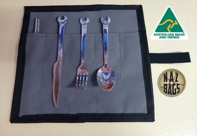 Canvas Cutlery Roll Australian Made Roll with Spanner Cutlery